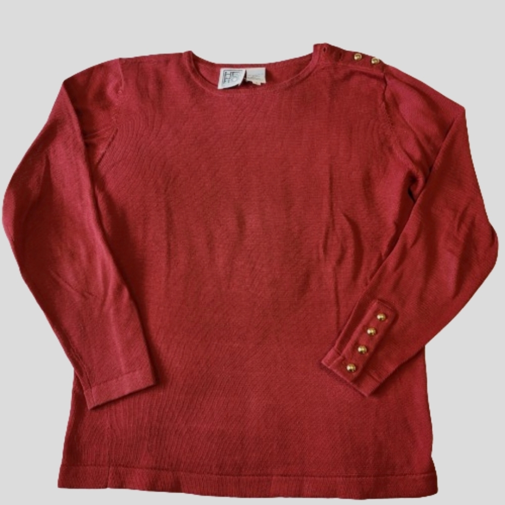 Hero vintage womens red 100% mercerized cotton long-sleeved shirt Size: small